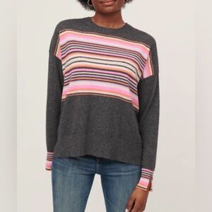 &Isla Womens  Bridgit Striped  Cashmere Sweater, Gray Size XL